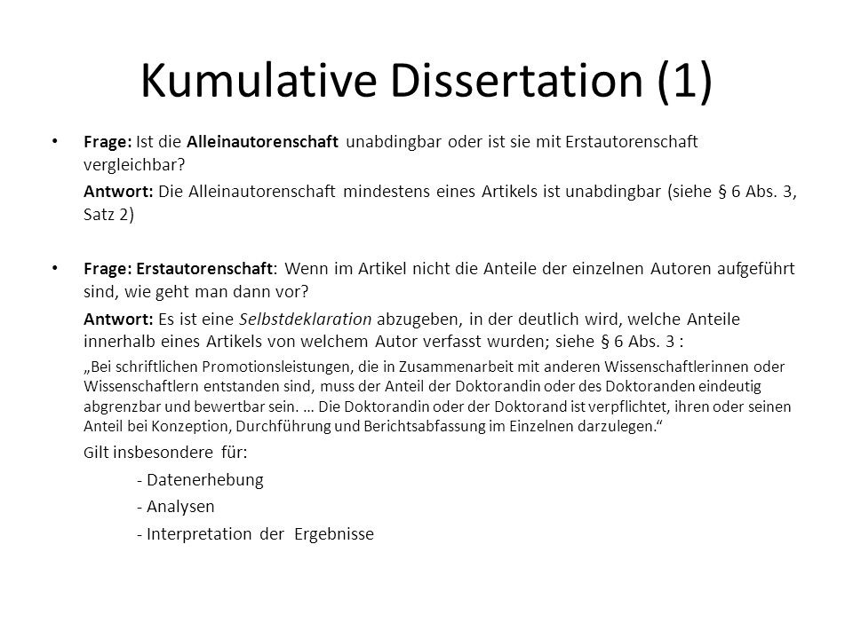 kumulative dissertation vwl